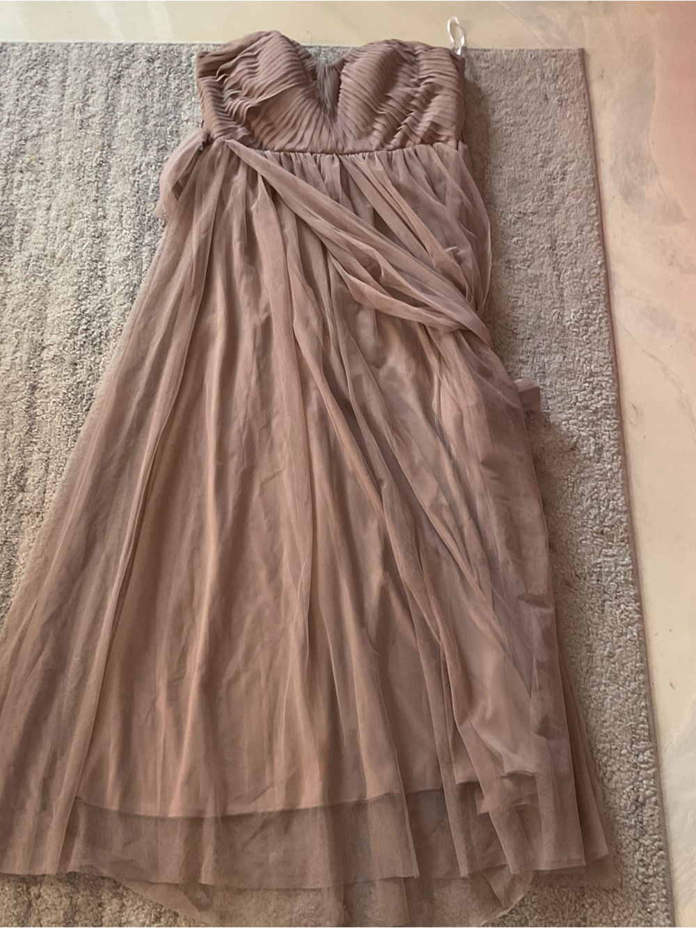 Birdy Grey Strapless Tulle Maxi Dress in Mauve